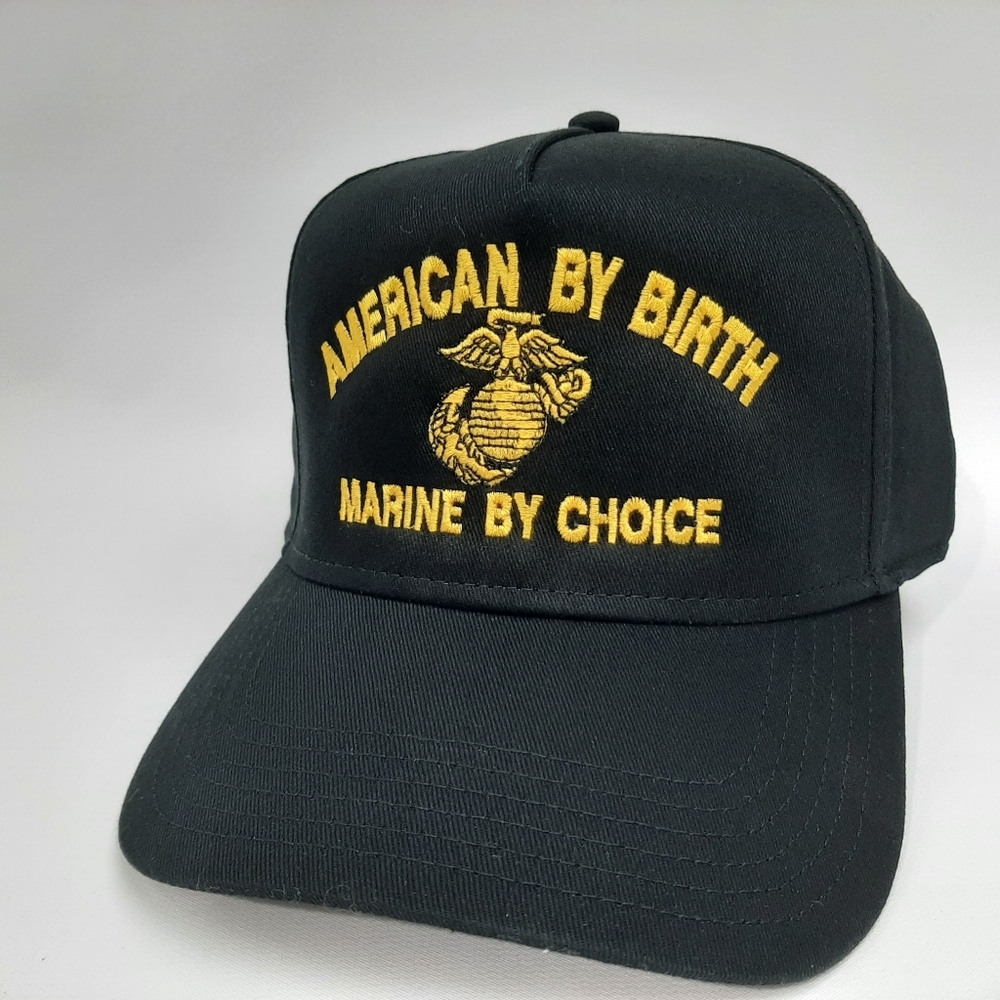 U.S. Marines Hat Black Cotton Adjustable Strapback Embroidered